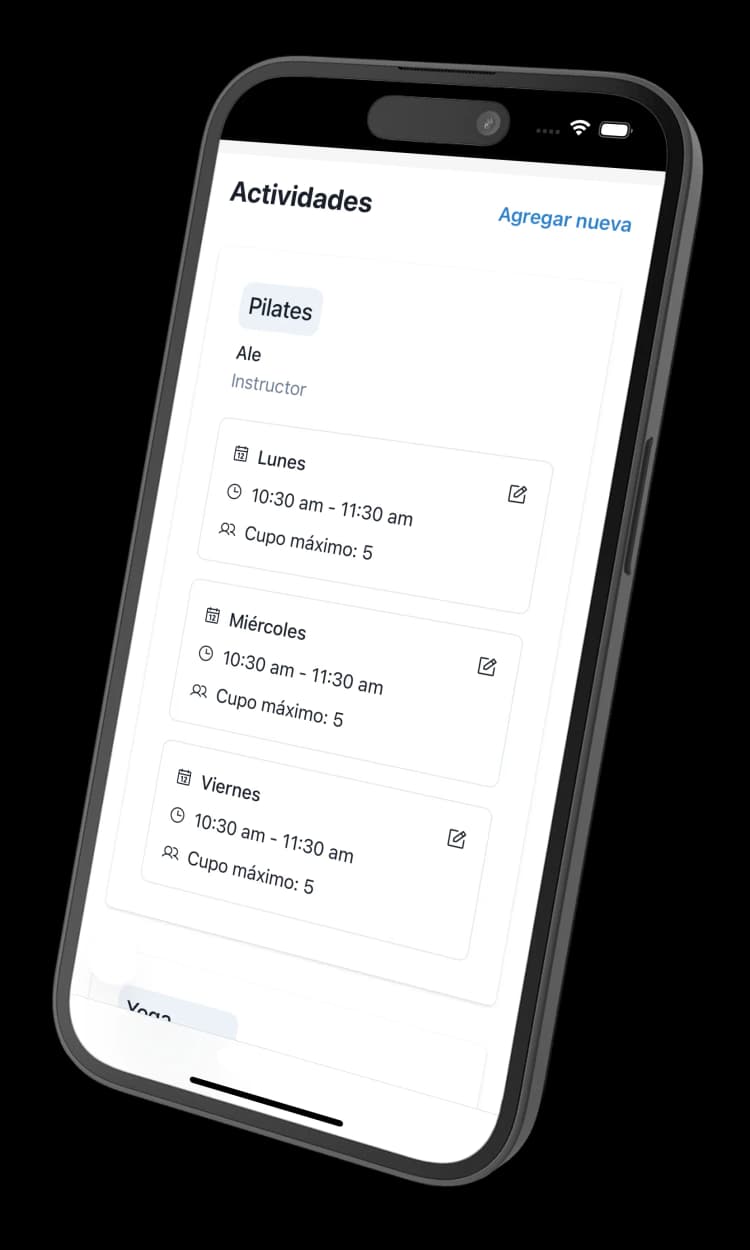 Control de asistencia y cupos para pilates