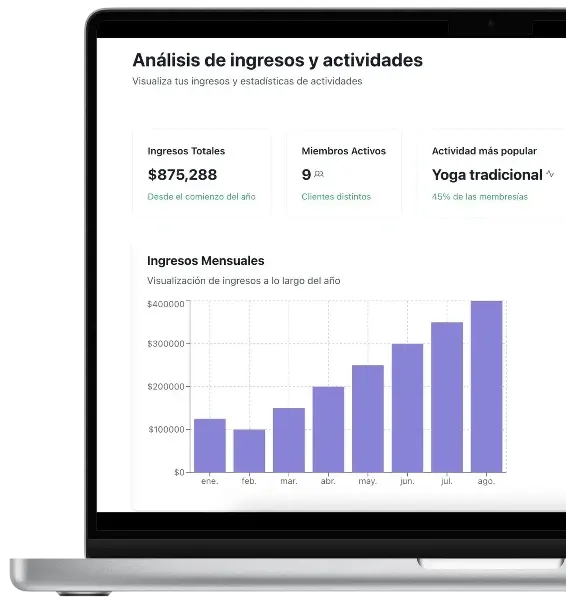 Reportes de ingresos en estudio de pilates